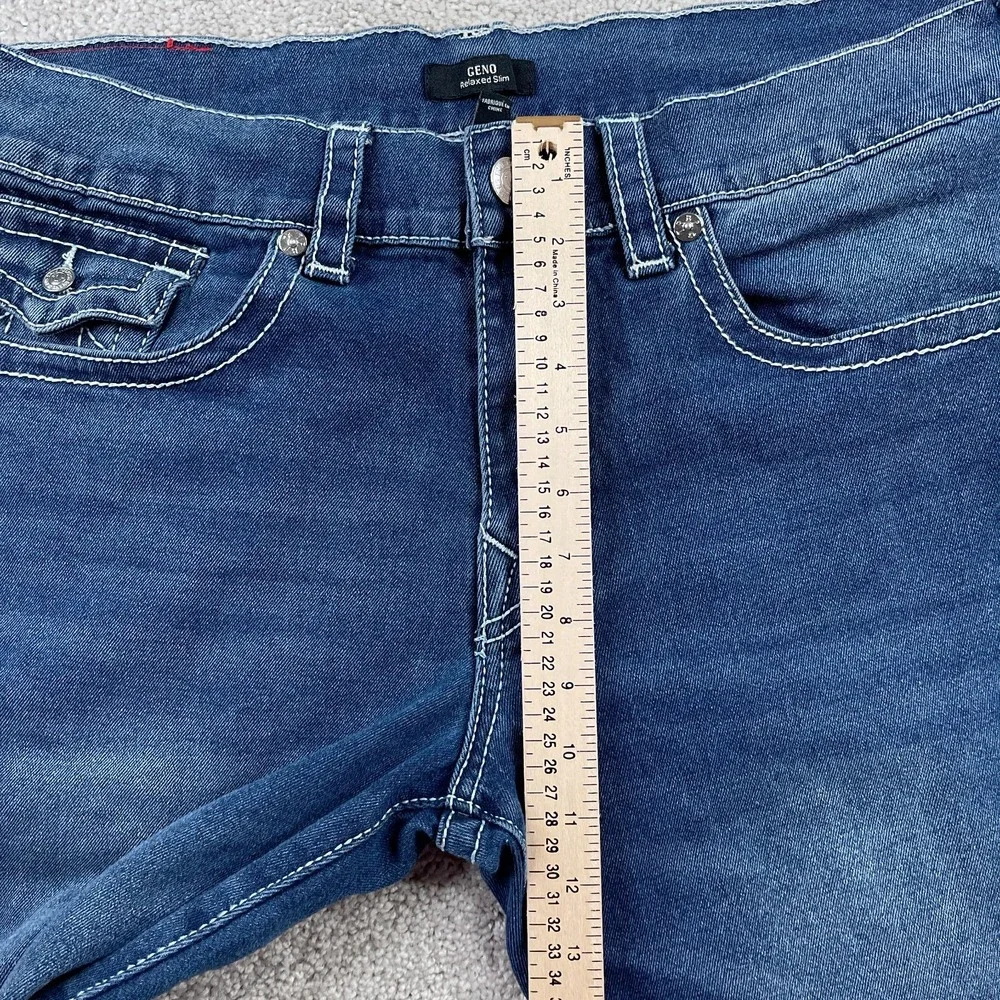 True Religion Jeans Mens 36x31 Blue Geno Relaxed Slim Flap Pockets Stretch Denim